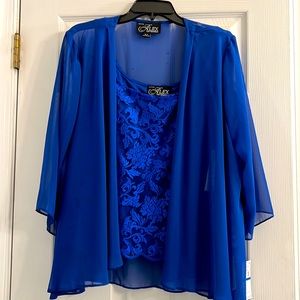 Cardi and embroidered shell